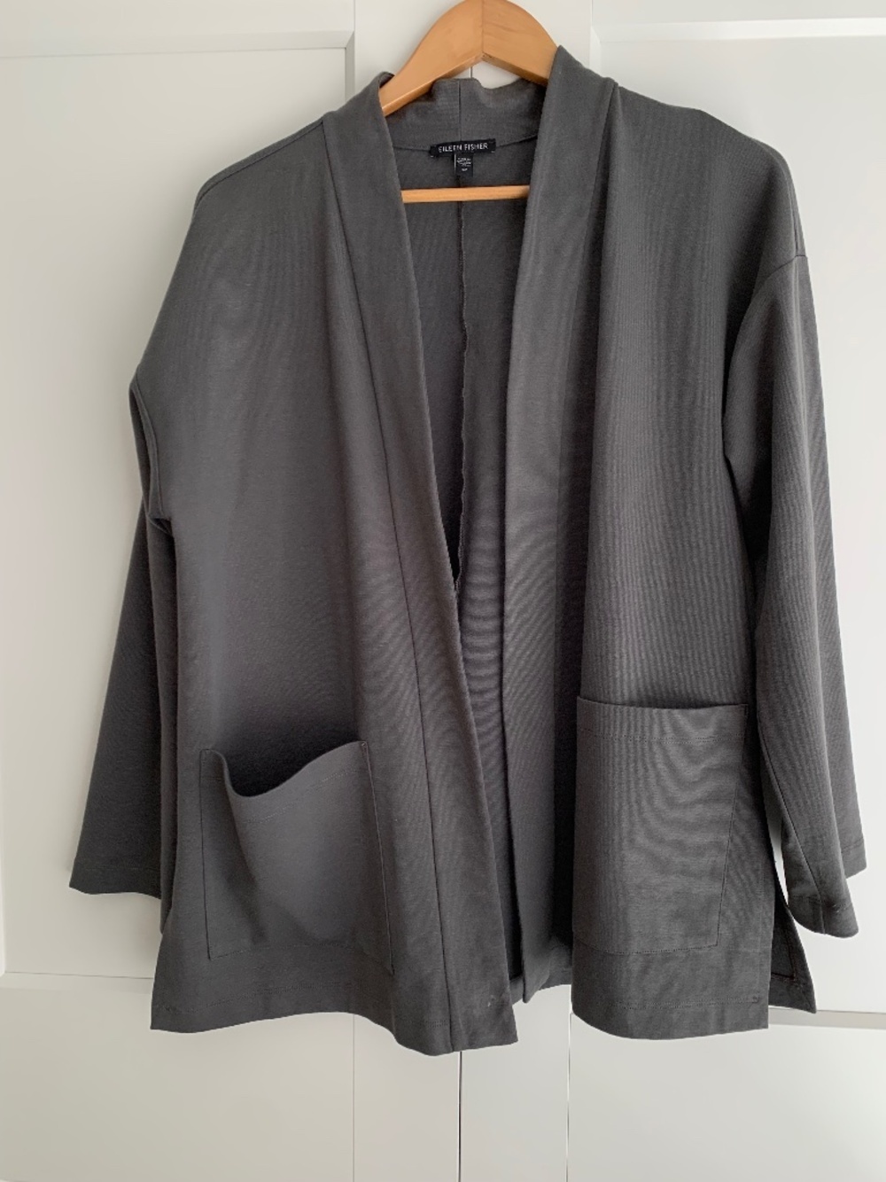 Eileen Fisher Open front Ponte jacket/ blazer high collar Women's size S